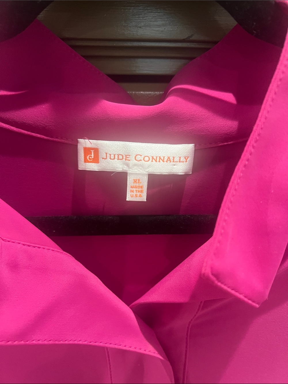 Jude Connally Hot Pink Silk-Like Button Front Tunic xl - Picture 2 of 5